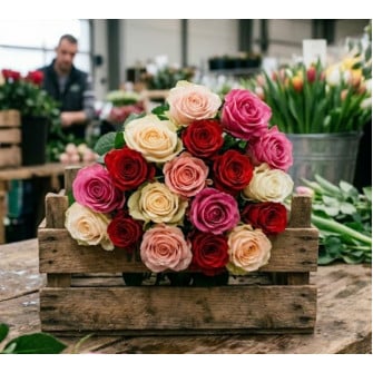 15 роз оптом, без оформления